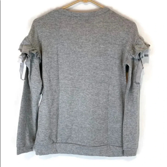 Crave Fame from Macy’s Gray Ruffle Tie Sleeve Sweater Size S - Picture 8 of 9